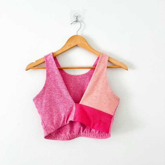 Outdoor Voices Venus Crew Neck Colorblock Crop Top Pink S - Picture 2 of 7